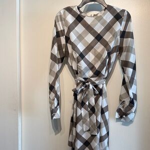 Elegant Plaid Long Sleeve Dress